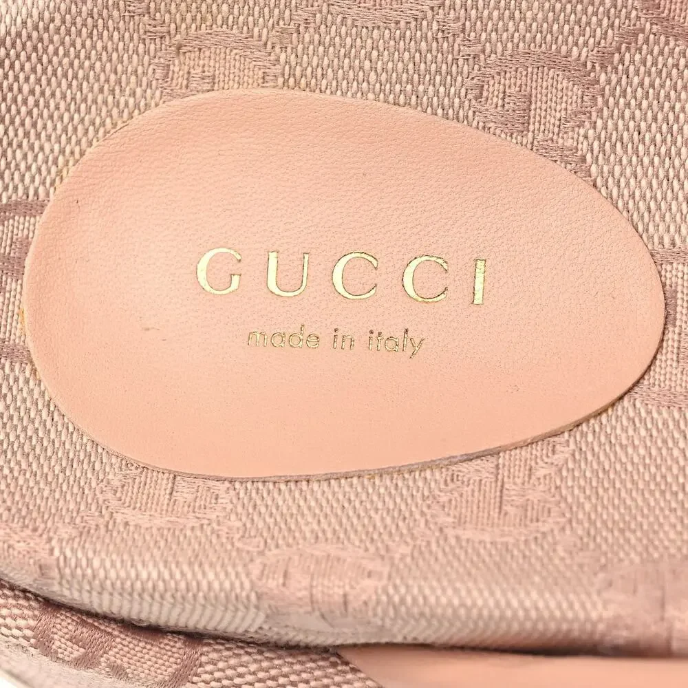 Gucci GG Canvas Pink Platform Slides 816798 Women's 38.5 US 8.5 NEW